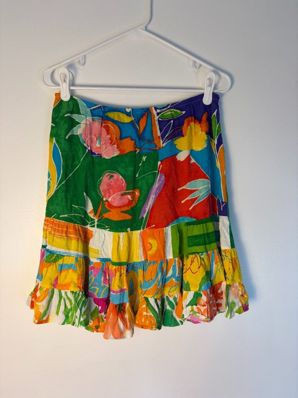 Jams World Vintage Multi Color Pattern Flowy Midi Skirt